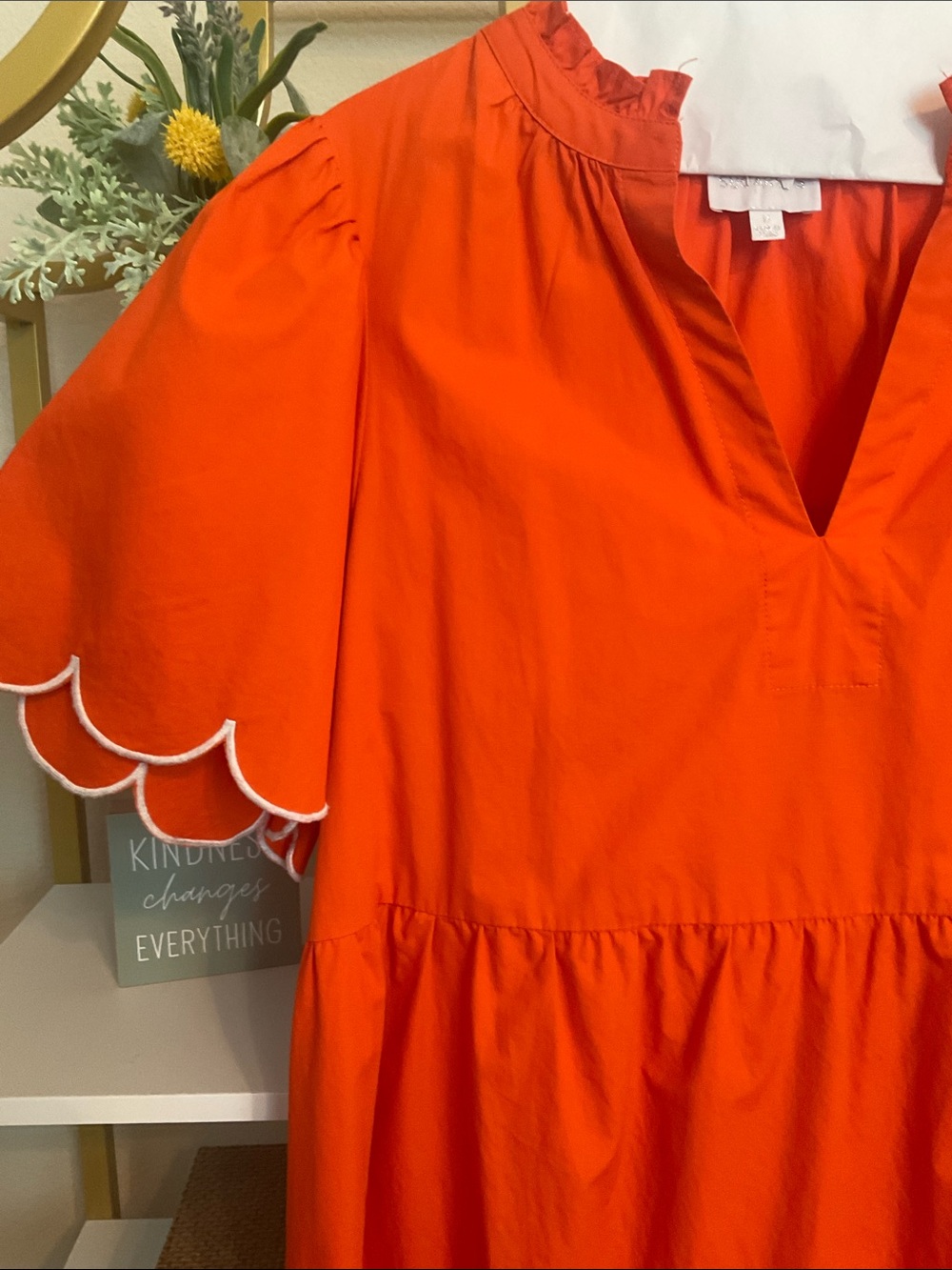 Bright Orange Scallop-Trim women’s - Picture 2 of 5